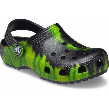 Crocs Classic Tie-Dye Graphic Klumpa Fiú Fekete Zöld | HU 1339DFMN